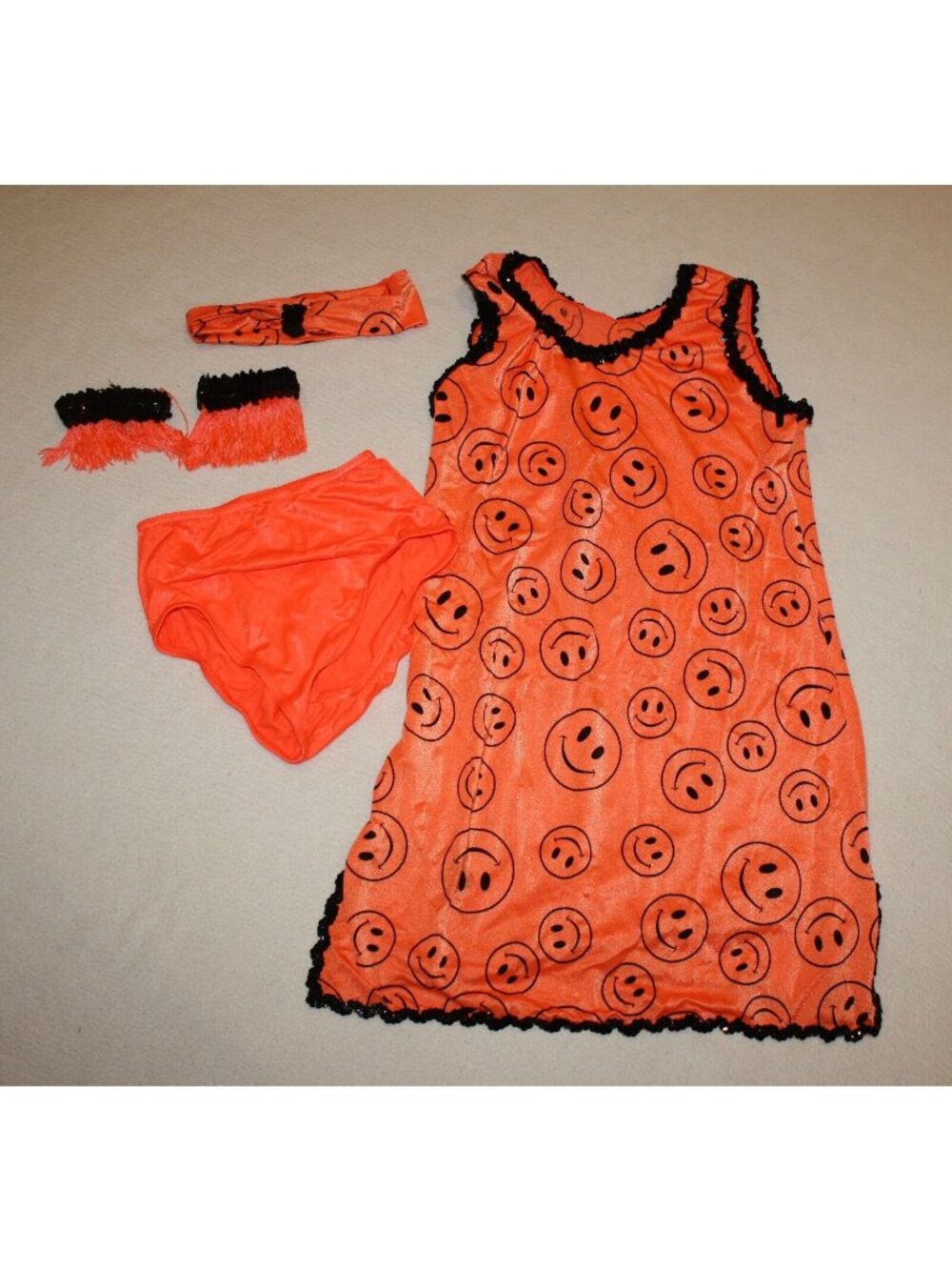 Women A Wish Come True Put On A Happy Face Orange Jazz Tap Dance Costume Size SA